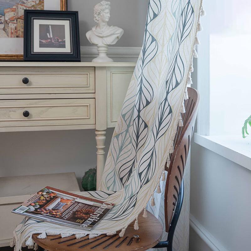Jingga Cotton Linen Printed Semi-Blackout Tassel Curtain