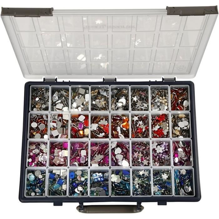 Pierre de strass, d: 6-16 mm, 32x360 pièces, Couleurs assorties