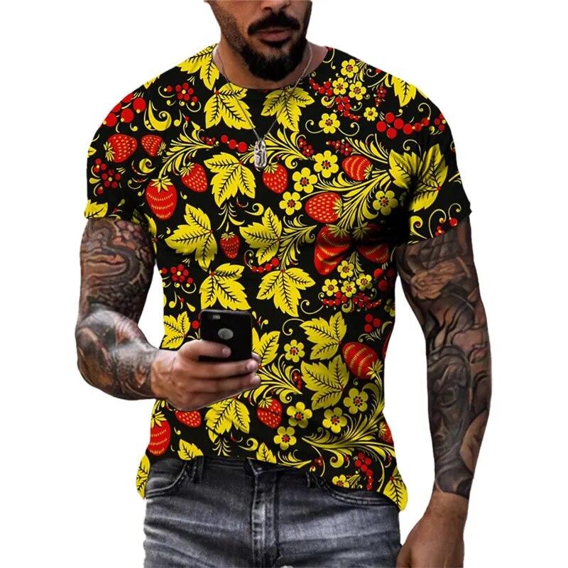 Moda Nuovo Retro Stile nazionale magliette grafiche Tendenza estiva Uomo Casual streetwear Personalità harajuku Stampa O-Collo Tees Top
