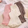 Kids Girls Summer Thin Wide Leg Pants Children Casual Loose Silk Flare Pants Princess Casual Pants Korean Style