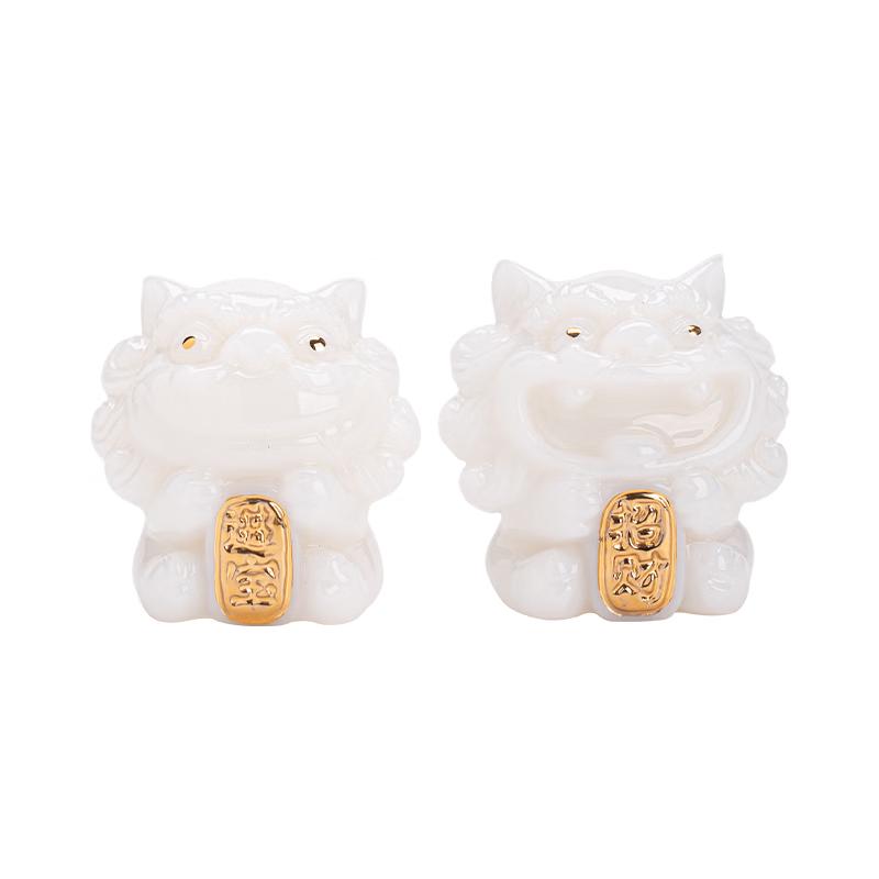 Guochao Ceramic Lion Dance Tea Pet Pair