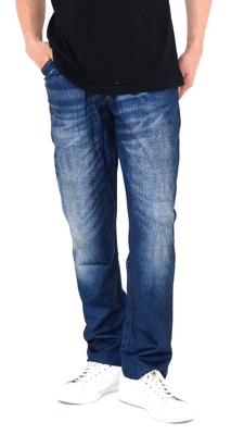 Stretchy Jersey Pants with Denim Transfer Relaxed Fit Men's Print, (LL, Indigo)