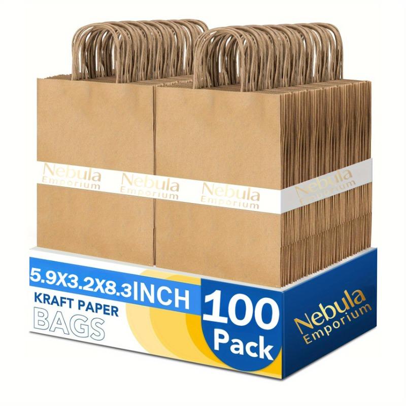 

100 pack Paper Gift Bags with Handles - Premium Quality Packaging for Weddings, Parties, New Year, Christmas, and Halloween