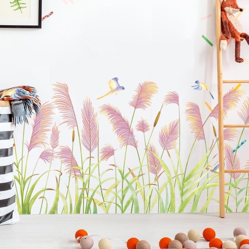 

Гостиная Спальня Настенные Украшения ПВХ Наклейка на Стену Угол Картина с Камышом Линия Плинтус Самоклеящаяся