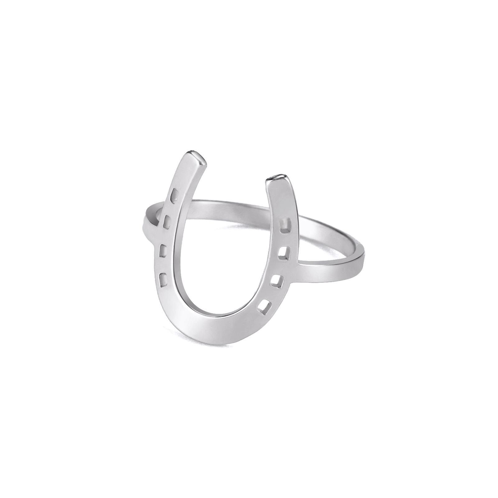 

Wind Carved Titanium Steel Minimalist Horseshoe Ring Fashionable Versatile Jewelry No. 7