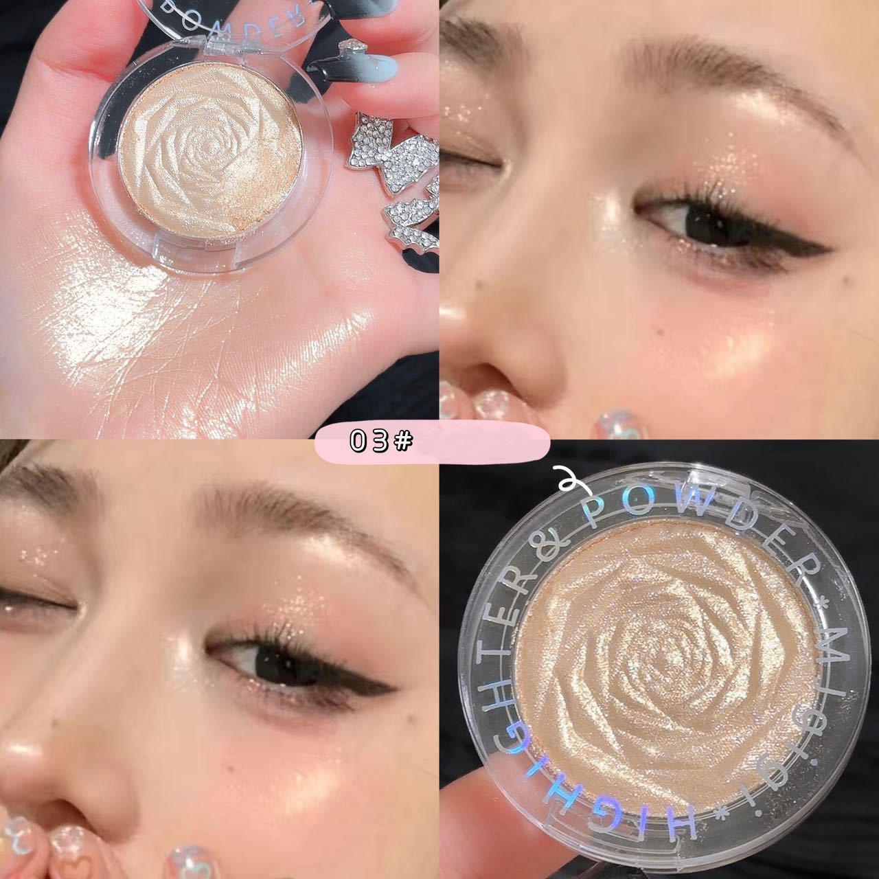 

Палитра хайлайтеров Rose Contouring Fine Shimmer Тени для век Тени для носа Лицо Тела Выделение картофельной текстуры для выделения или наложения макияжа глаз 03#