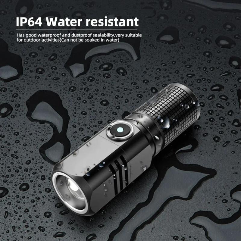 Mini Lanternă LED Super Luminoasă Reîncărcabilă prin USB Tip-C Zoom Lanternă de Pescuit Puternică 3 Moduri de Iluminare Lampă de Camping
