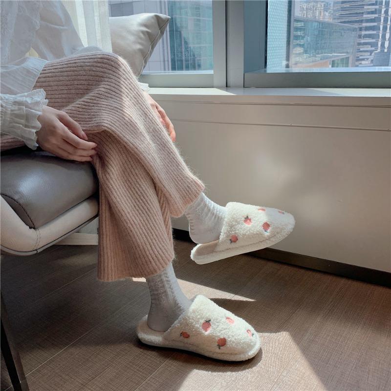 Winter cotton slippers cute thick bottom warm hair student slippers women's home plush girl parent-child non-slip couple