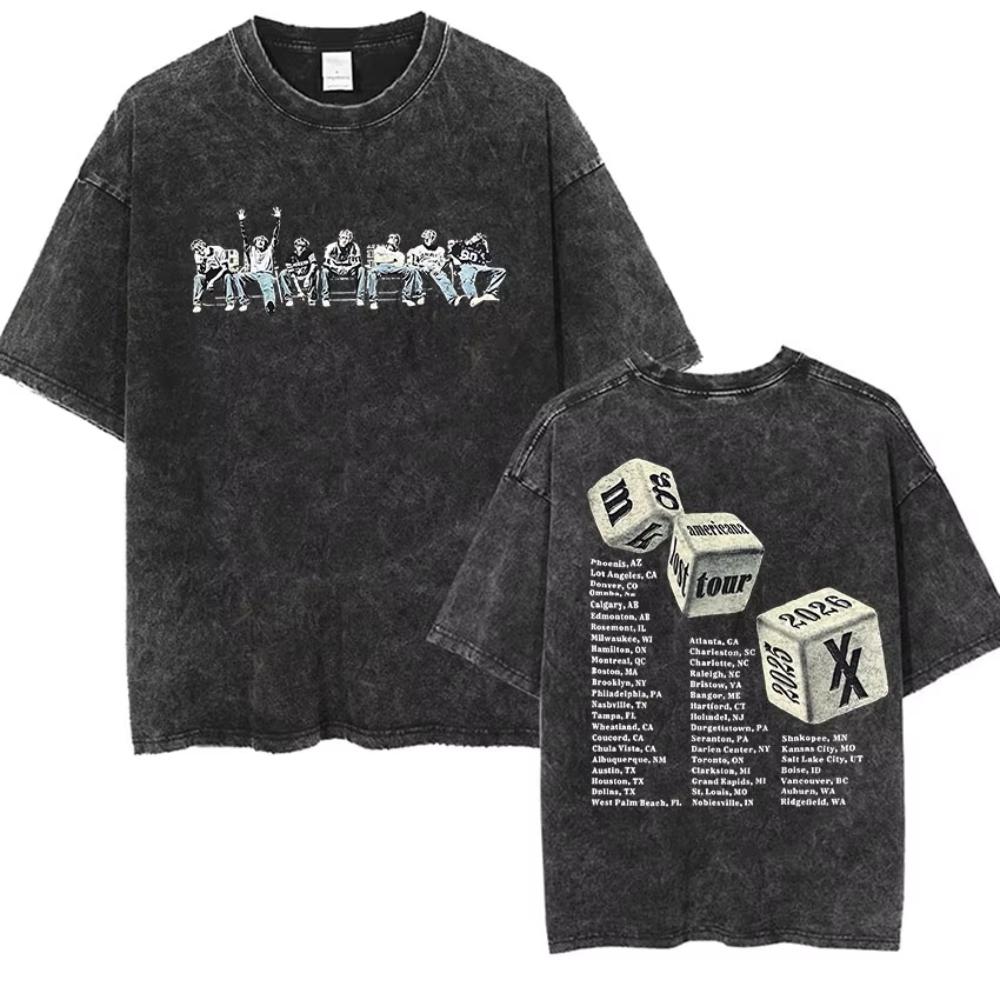 Machine Gun Kelly MGK Lost Americana Tour Washed Vintage Tshirt Mens Rock Punk Oversized Cotton Tshirts Streetwears L