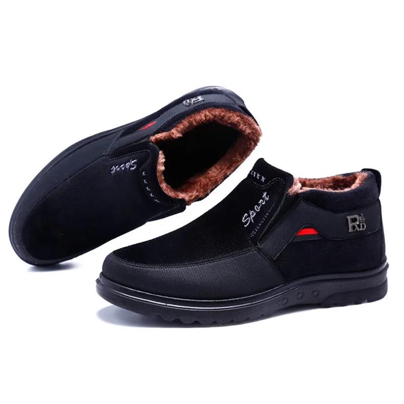 Zimní látkové boty pánské Bavlněné boty Nadměrná velikost boty pánské Plus Sametové zesílené Starší Odolné proti chladu Bavlněné boty botas para hombre