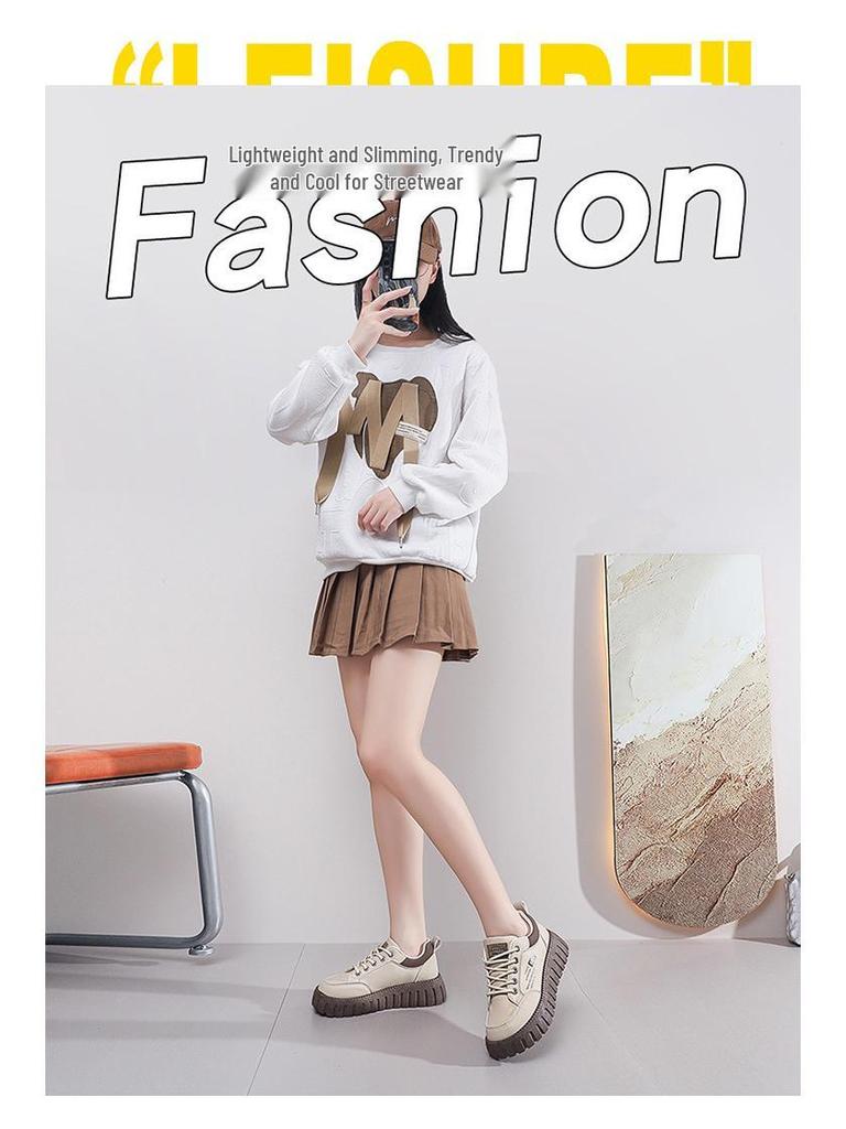 2024 Autumn White Korean-Style Women's Running Shoes with Thick Soles, Model XQ229