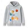 Kids Boys Girls Pullover Hoodie, Cute Solar System Planets Graphic Casual Long Sleeve Hooded Sweatshirt for Astronomy Space Lover Children Daily Wear