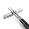 Cutipol KUBE Chopsticks and Chopstick Rest Set, Black Silver, KU39
