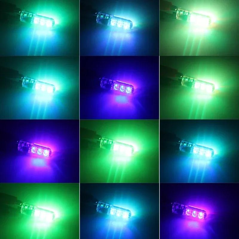 New 2pcs T10 W5W RGB LED Canbus 194 168 Led Bulb W5W 5050SMD Car Dome Reading Light SilicaGel Led Wedge Side Lamp Remote Control