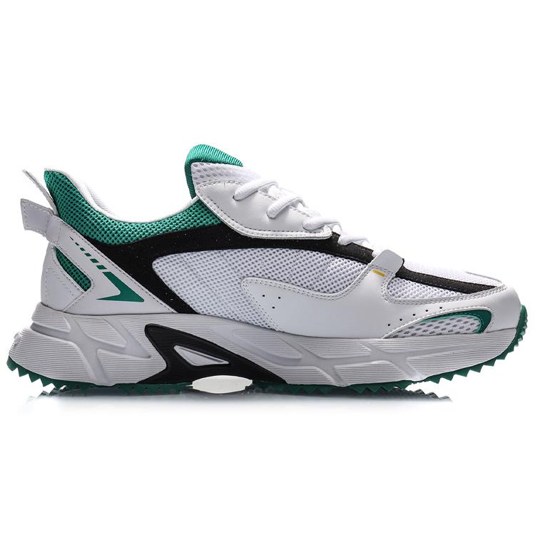 Li Ning Patchwork Cushioning Slip Resistant Low top Running Shoes Men's White Green ARLQ009-2