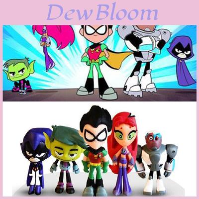 Set Vibrante de Figuras de Teen Titans Go con Robin Raven Chico Bestia Starfire Coleccionables