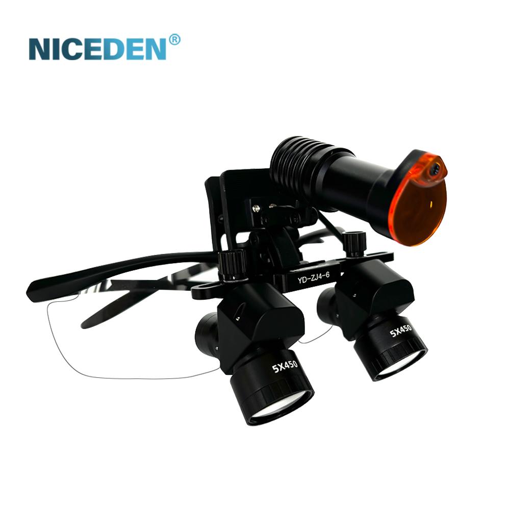 Niceden 4X 5X 6X Dental Binocular Magnifying Loupes 5W Surgery Medical Headlamp Lithium Battery 300-600mm