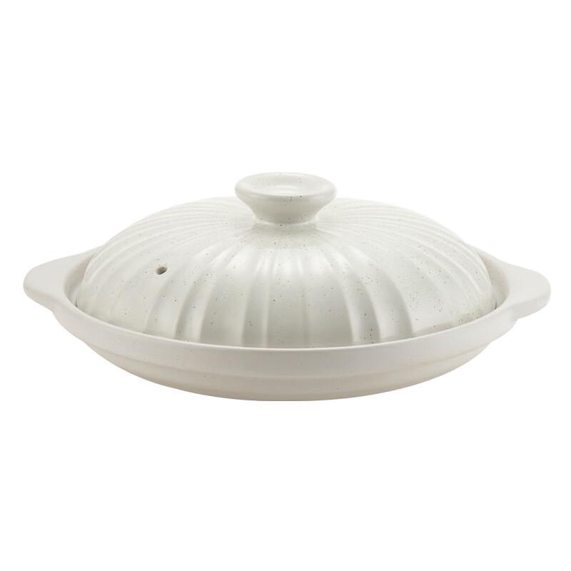 Changbaosen White Ceramic Shallow Stew Pot