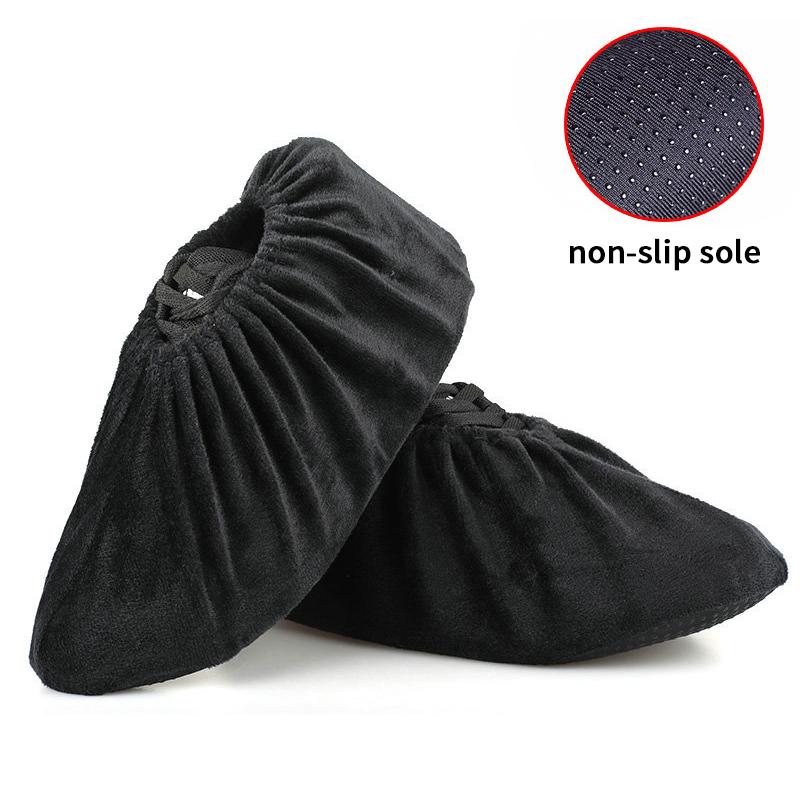 1 Pair Thicken Plush Shoe Covers Reusable Anti-slip Soles Durable Wear-resistant Foot Covers For Indoor Outdoor Shoe Covers