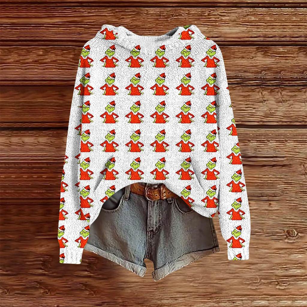 Sweatshirts For Women Knit Sweater Cute Shirt Fall Pullover Hooded Sweatshirt