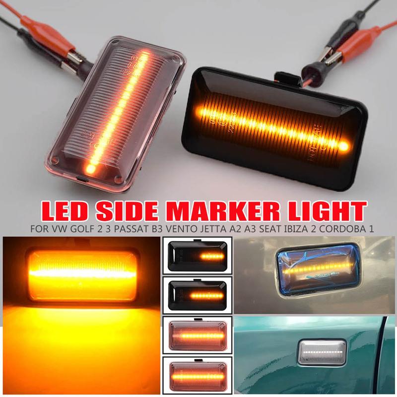 For VW Golf 2 3 Passat B3 Vento Jetta A2 A3 Seat Ibiza 2 Cordoba 1 LED Dynamic Side Marker Turn Signal Light Repeater Lamp