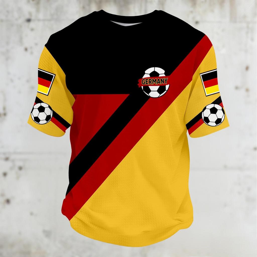 Unisex Casual Sports T Shirt Germany Print Short Sleeve Crew Neck Top Lightweight Comfortable Fit for Daily Wear