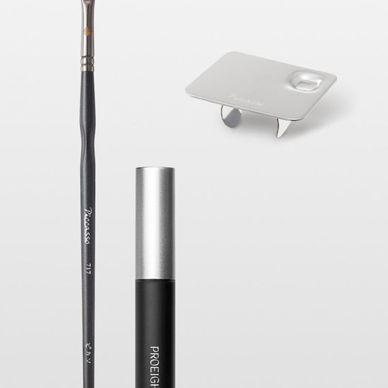 

[Picasso X Pro Eight] Liquid Define Liner + Picasso NEW 717 Eyeliner Brush Set (+ Free Ring Palette) Dark Brown + Picasso New 7Eyeliner