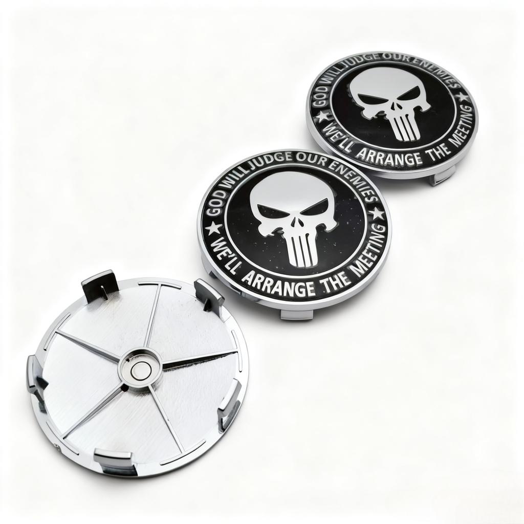4pcs Skull Logo Emblem Car Wheel Center Caps 68MM 63MM Wheels Hub Cap Rim Hubcaps Cover Skulls Badge Replace Car Accessories