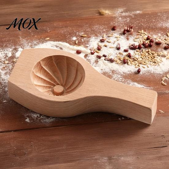 Kitchen Gadgets for Dumplings Wooden Bun Mold with Handle, Manual Press Baozi Maker Mold, Easy Pierogi DIY Ravioli Pastry Presser Flower Edges Stuffed