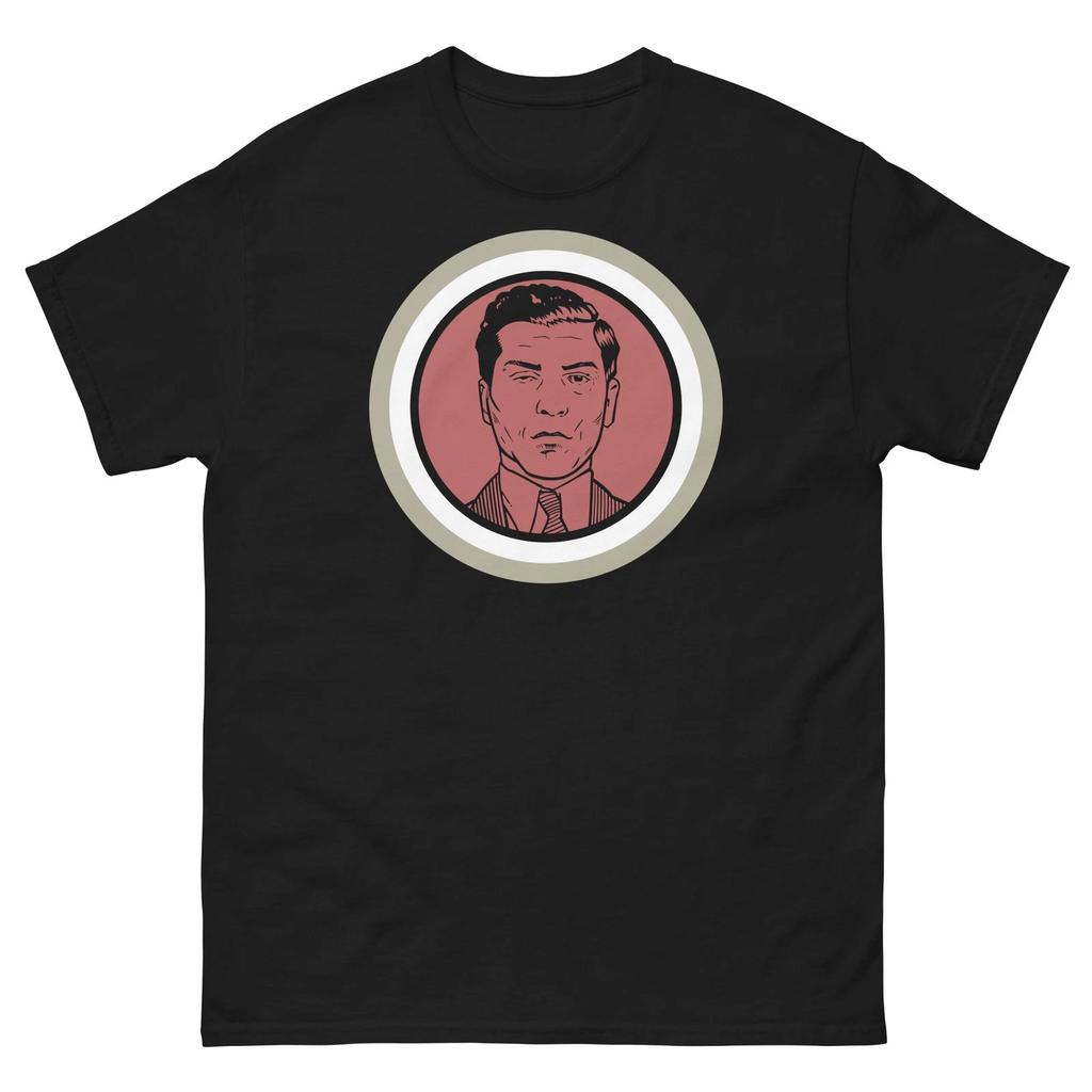 Lucky Luciano Black Graphic Tee 100% Cotton T-shirt Mens Tees Top Unisex Classic Tee