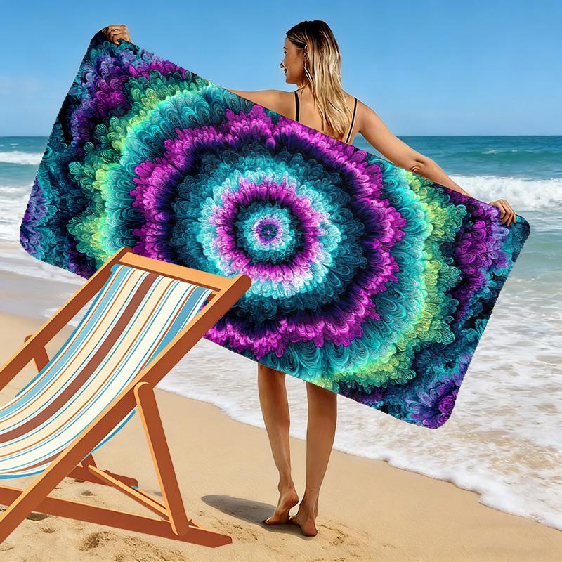 Tie-Dye Print Beach Towel, Large Soft Quick Dry Towel for Beach Camping Swimming
