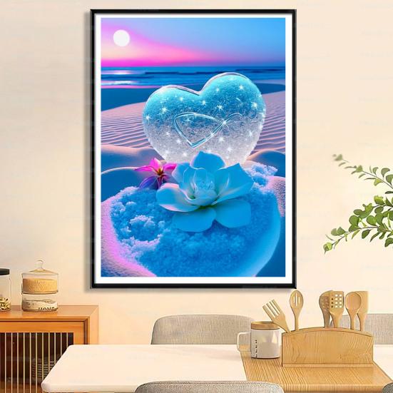 1 Set Rhinestone Painting Kit Exquisite Heart Flower Pattern Rhinestone Art Project Home Decoration