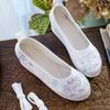 Sapatos de Tecido Bordados Redondos Femininos Hanfu para Primavera/Outono - Calçados de Dança e Teatro Estilo Antigo