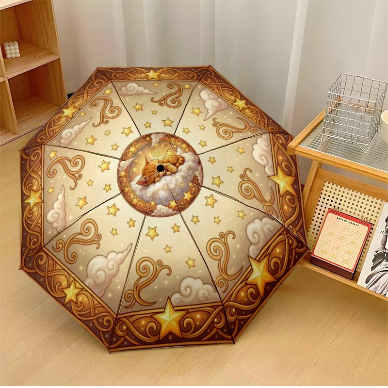 

Blue Mandala Colorful Printed umbrella windproof folding umbrella portable sun and rain umbrella suitable for gifting