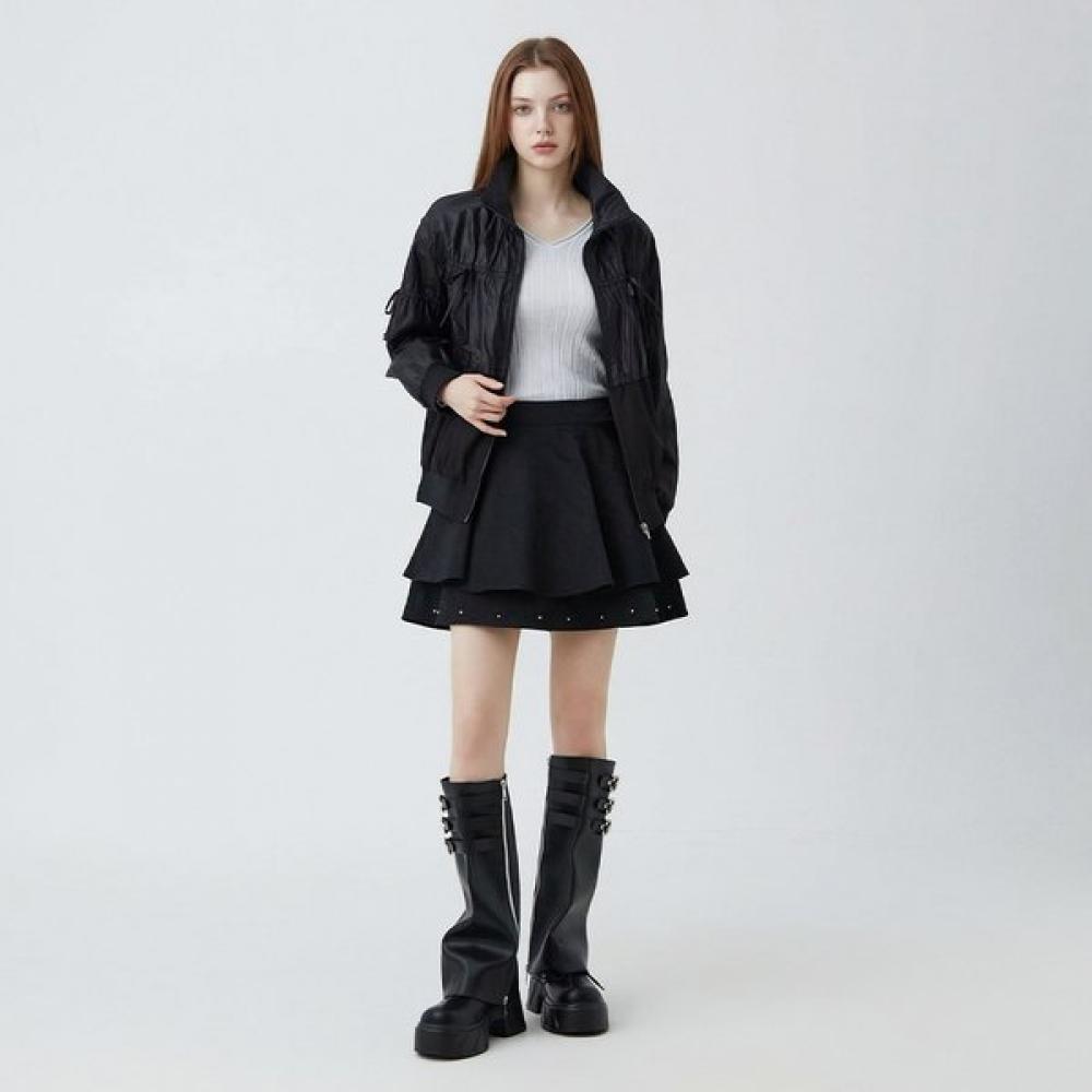 

Egoist Banding Ruffle Tiered Mini Skirt Es1ws162 BK/55