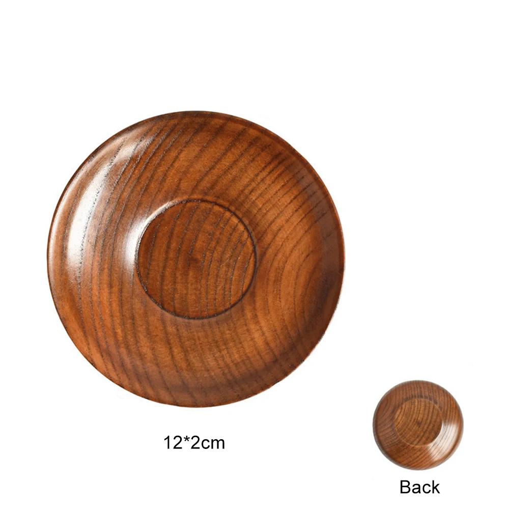 Seasoning Dish Vintage Wooden Tableware Vinegar Soy Sauce Small Plate Durable High-quality Gravy Boats Kitchen Tea Mat Dish