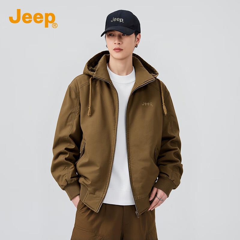 JEEP Men's Detachable Hooded Fleece Lined Cotton Jacket