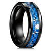 Fashion Heartbeat Stainless Steel Rings for Men With Blue Carbon Fiber Inlay Ring Wedding Jewelry Christmas Gift Accessories