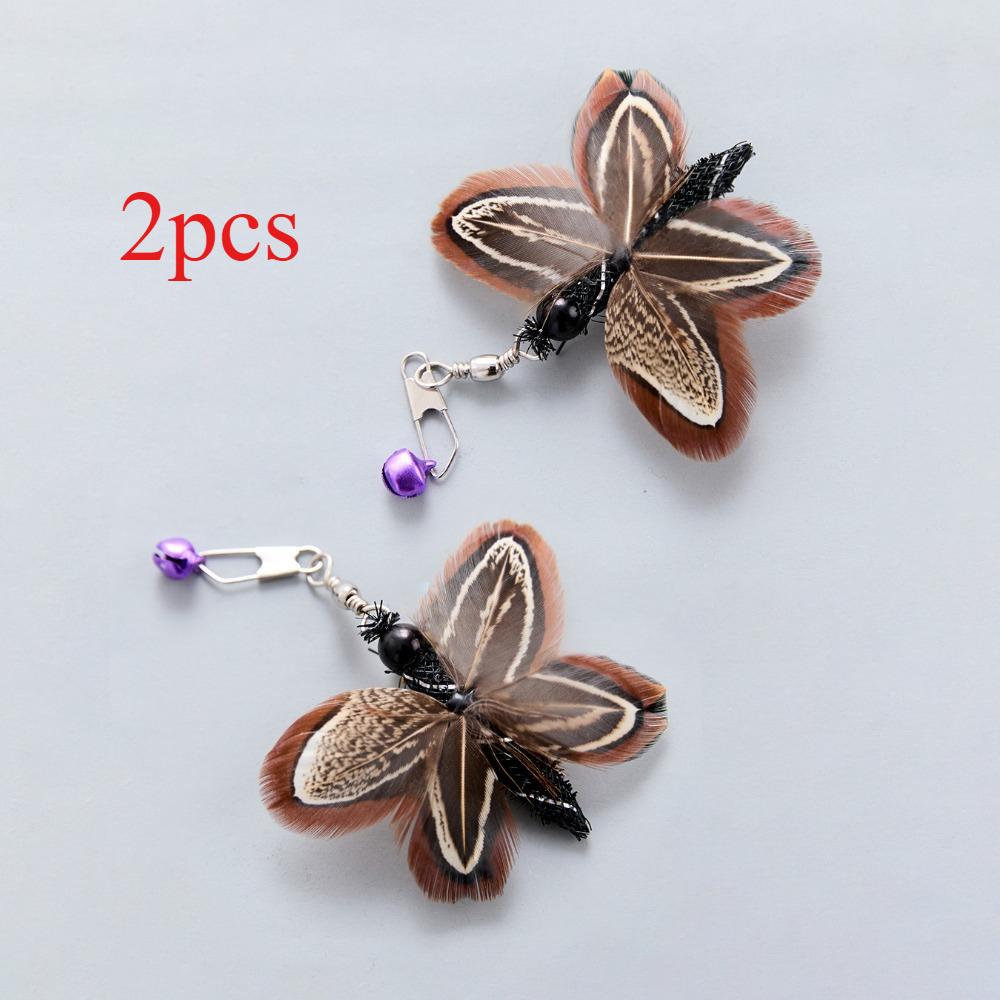 

2pcs Simulated Butterfly Replacement Head Cat Teaser Stick Fun Pet Cat Toy