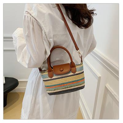 Straw Handbag Women's New Trendy Casual Woven Dumpling Bag Versatile Shoulder Messenger Bag