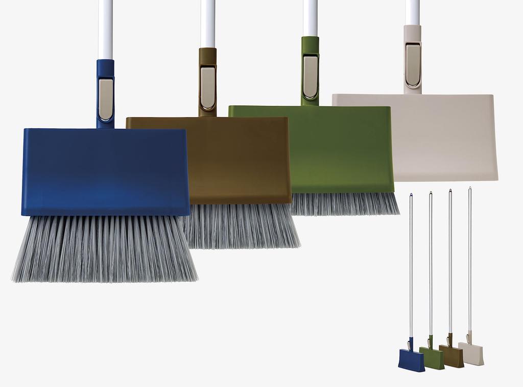 Nihon Freestanding Broom L Green Width 25cm Total Length 130cm Standing Broom for Warehouse Clean-tech STAND. Entrance, Garage,