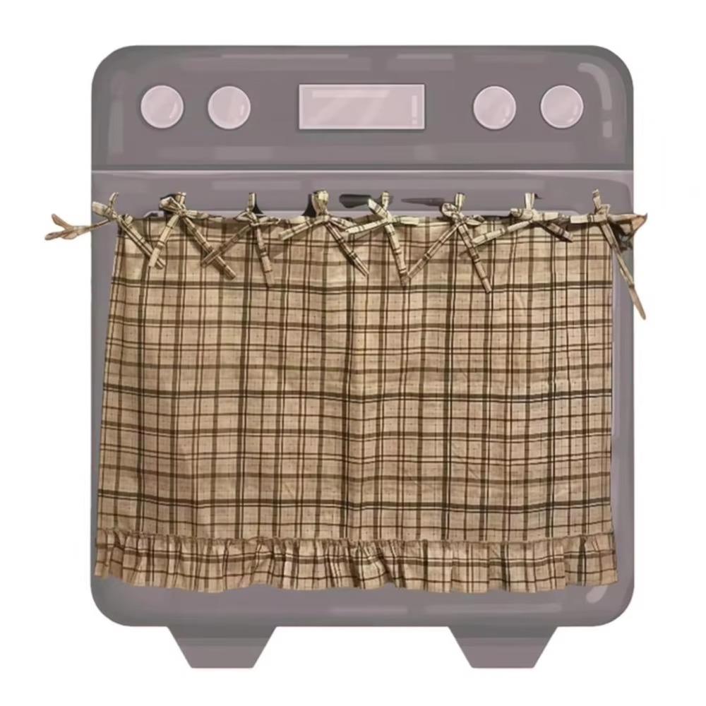 

Ruffle Trim Oven Skirt Handmade Stove Cover Skirt Hide Clutter Oven Door Curtain Kitchen Decor 61x46cm-Style 5