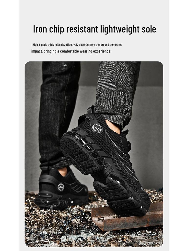 Trendy Unisex Lightweight Steel Toe Safety Shoes for Daily Logistics Work, Plus Size Available