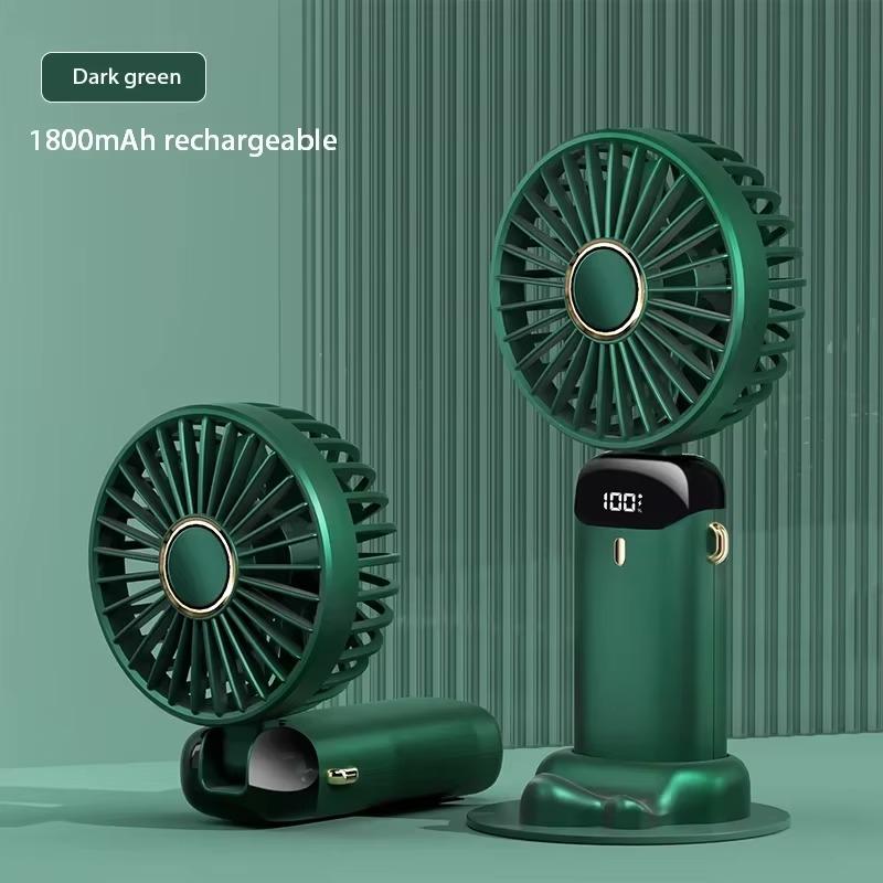 Handheld Mini Fan Foldable Portable Neck Hanging Fans 5 Speed USB Rechargeable Fan with Phone Stand and Display Screen 1800mAh