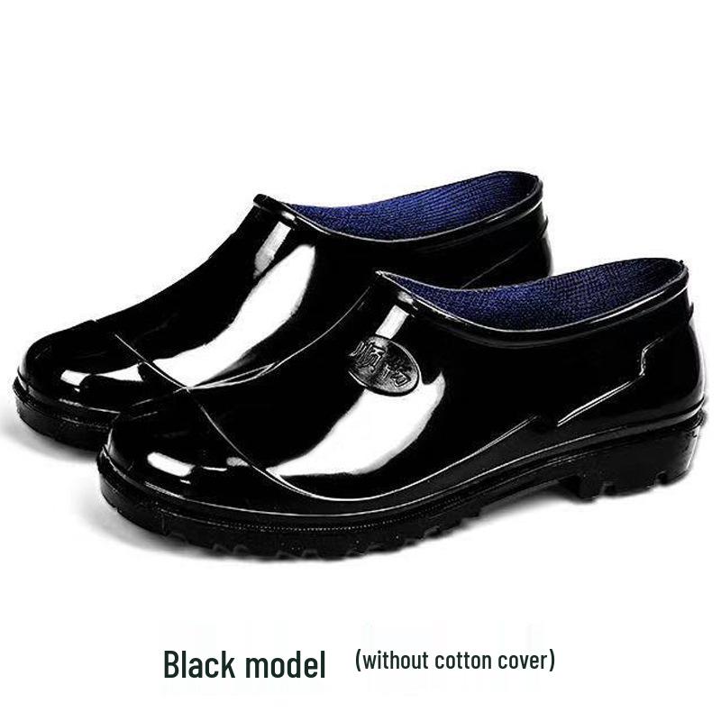 Men's Four Seasons Yellow Waterproof Non-Slip Rain Boots for Construction: Durable, Thickened, Wear-Resistant, Shallow Mouth Design.