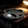 Anillo para Hombre de Piedra Hematita 4 Tallas Disponibles Piedra Negra Multifacética Accesorios para la Mano Energía Positiva Meditación Sanación Anillo