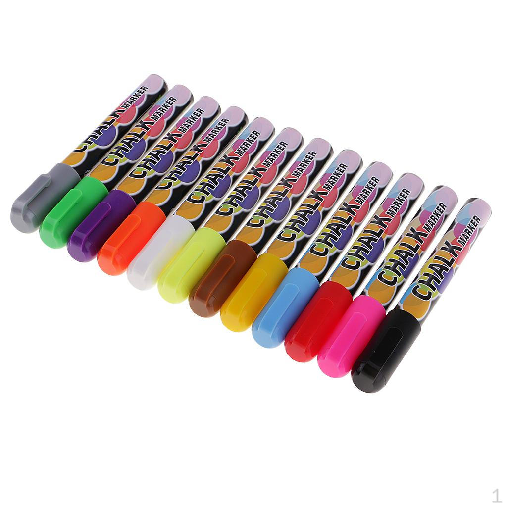 

12 цветов маркеров (Двусторонний круглый наконечник, неоновый) - Стираемая беспыльная доска для письма без светодиодов