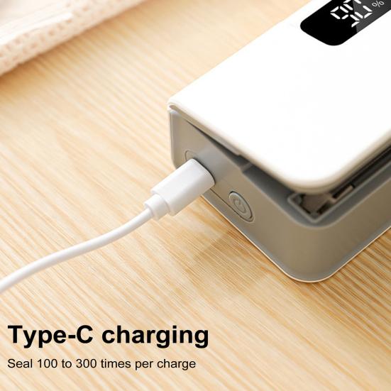 Mini Bag Sealer And Cutter with LED Display USB Rechargeable Sealing Machine for Chip Bags Portable Plastic Bag Resealer 1600mAh Battery