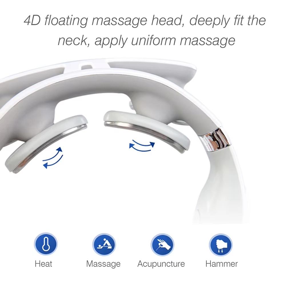 Intelligenter Nackenmassagegerät 4-Kopf-Kneten TENS-Impuls mit Wärmetherapie, USB-wiederaufladbar Smart Cervical Relax für Schulter & Nacken, Unisex 6 Modi