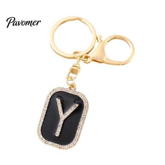 26 Alphabet Charm A-Z Rhinestone Letter Keychain, Zinc Alloy Capital Keyring, Plated for Handbags and Backpacks Decorative Key Accessory
